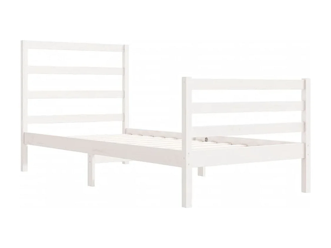 Estructura de cama individual madera maciza blanco 75x190 cm
