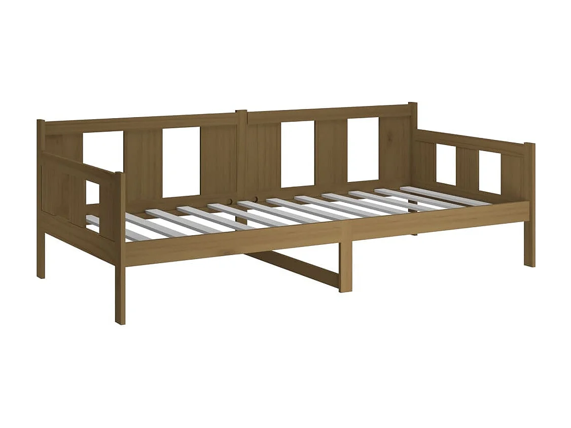 Sofá cama madera maciza de pino marrón miel 90x200 cm