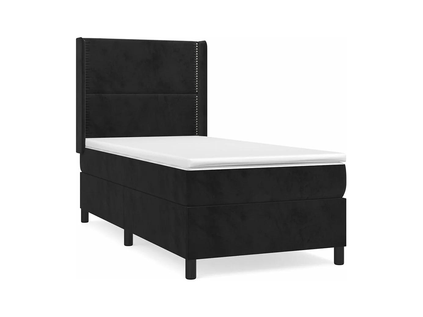 Lit à sommier tapissier et matelas Noir 80x200 cm Velours