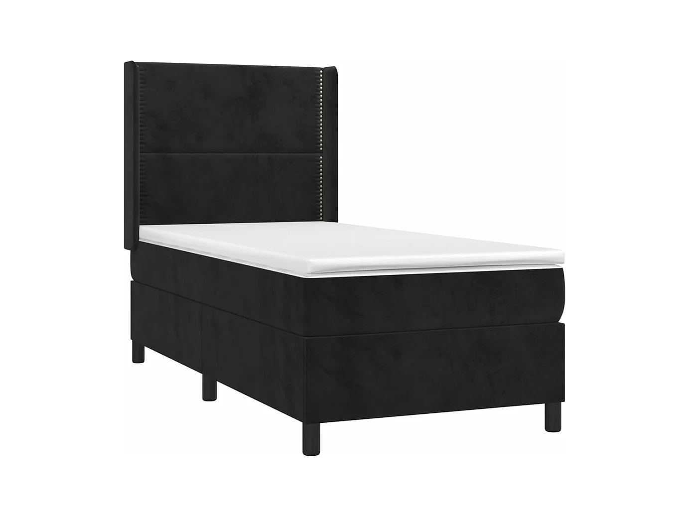 Lit à sommier tapissier et matelas Noir 80x200 cm Velours