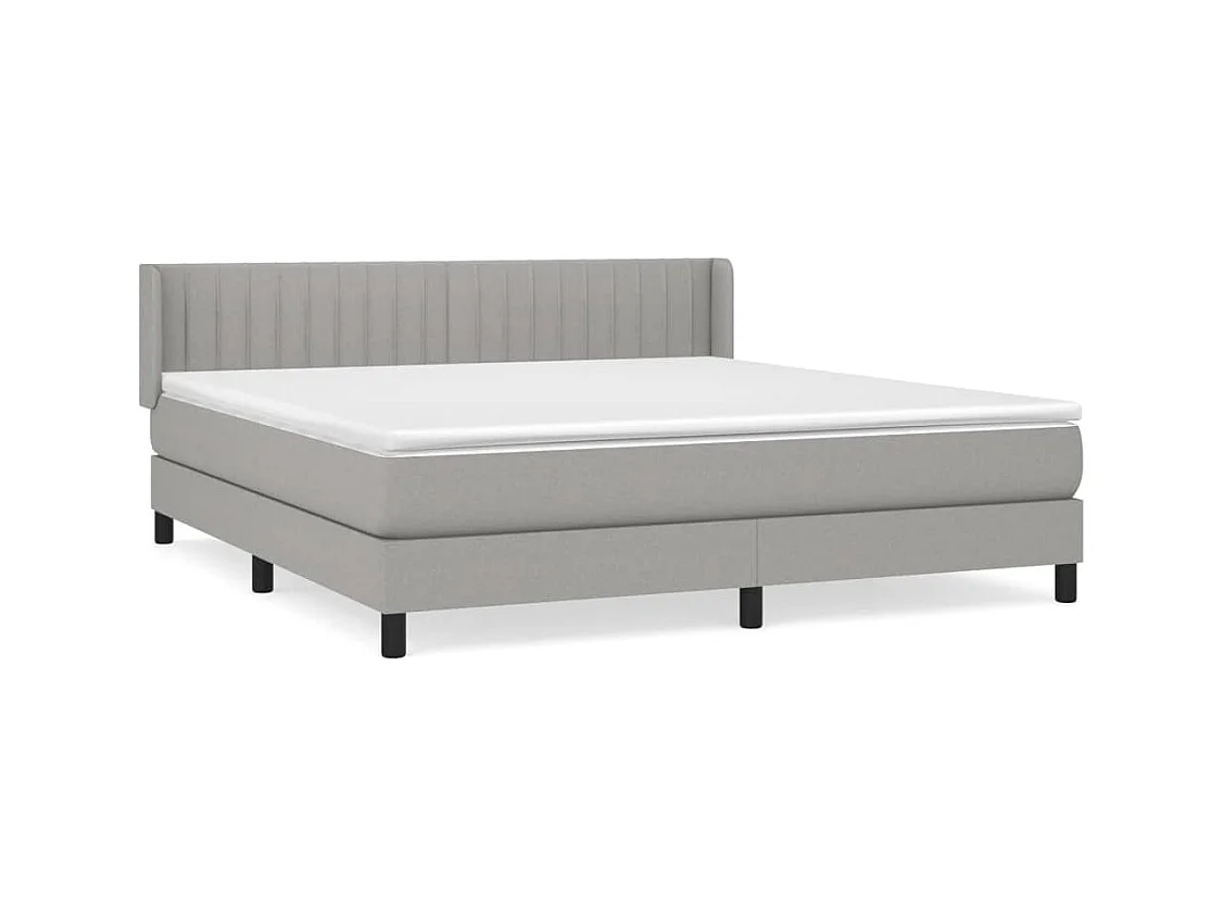 Lit à sommier tapissier avec matelas Gris clair 160x200cm Tissu