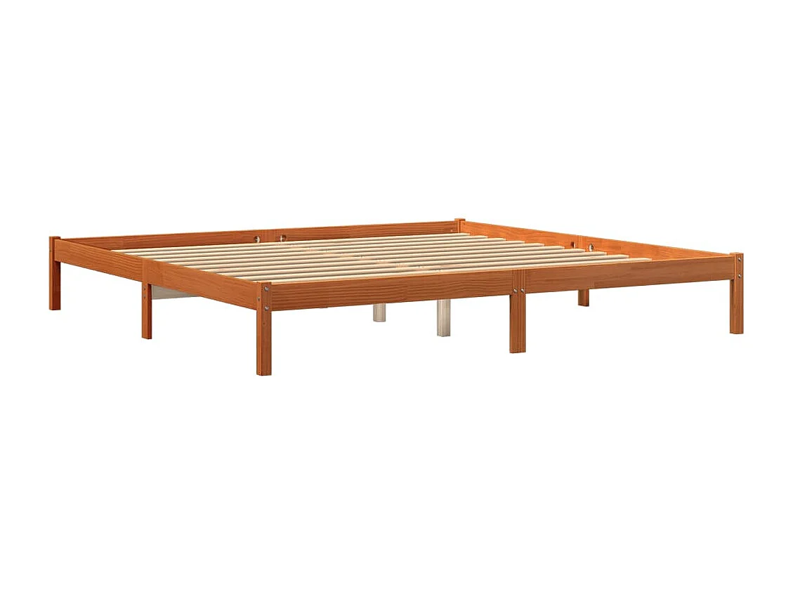 Estrutura de cama 180x200 cm madeira pinho maciço castanho cera
