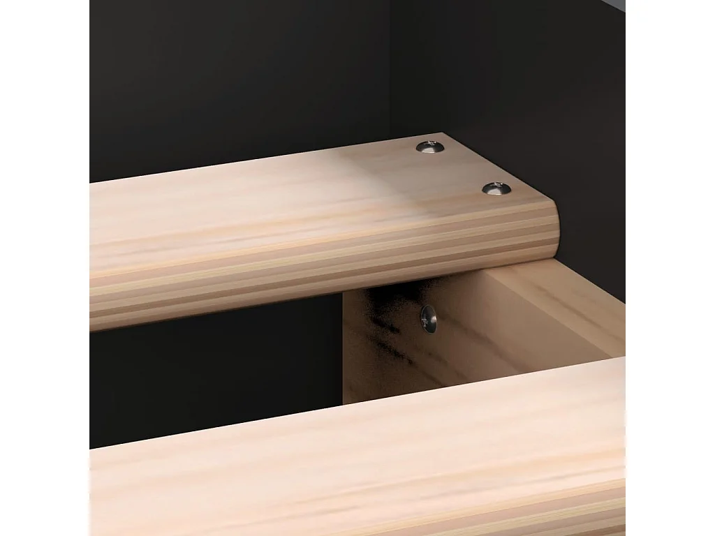 Cadre de lit avec tête de lit/pied de lit noir 120x190 cm