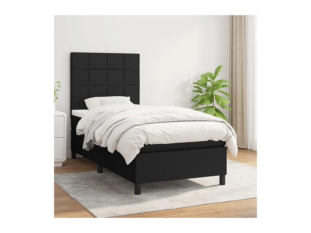 Boxspring met matras stof zwart 90x190 cm