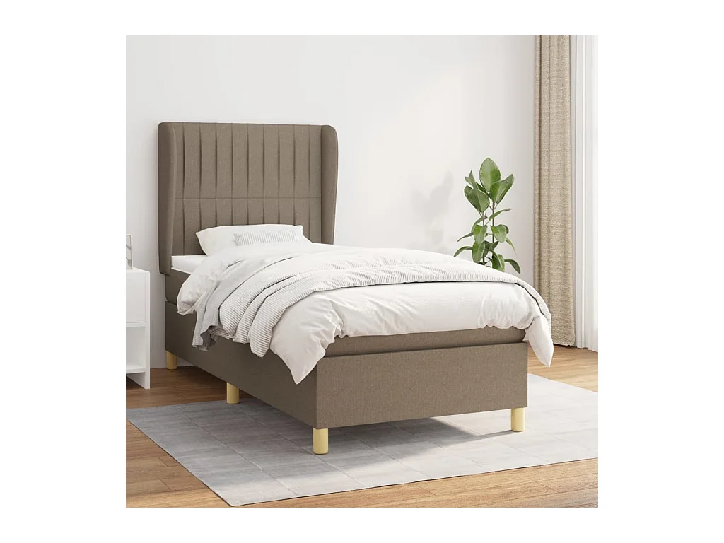 Cama com molas/colchão 90x200 cm tecido castanho-acinzentado