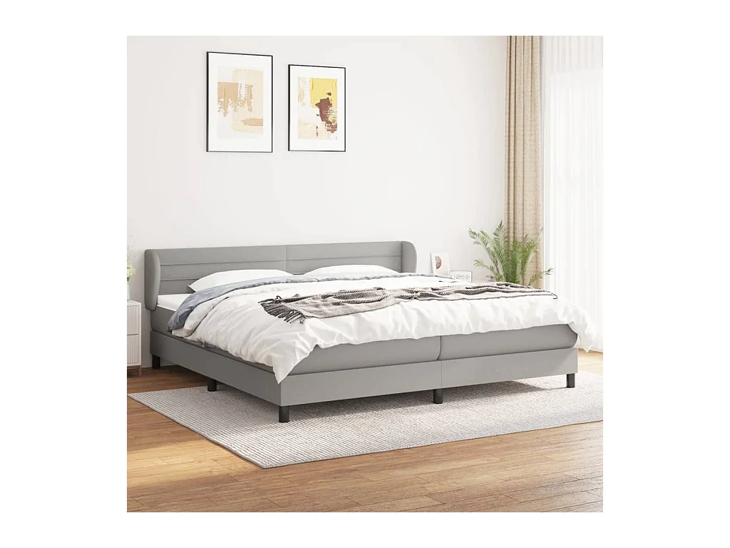 Boxspring met matras stof lichtgrijs 200x200 cm