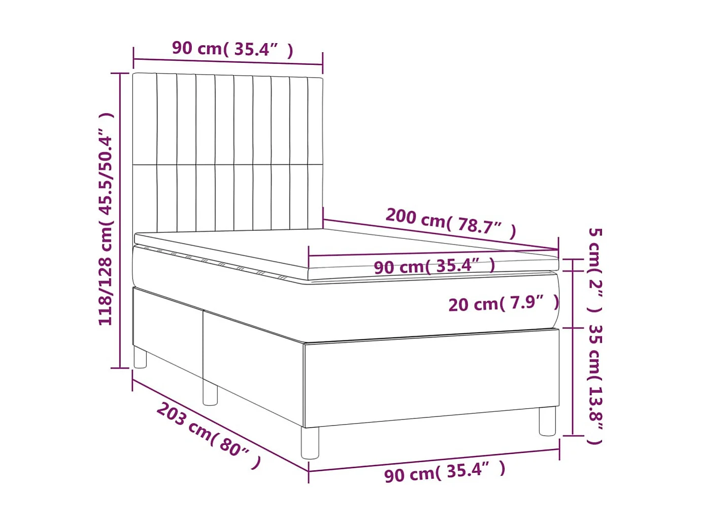 Lit à sommier tapissier avec matelas Gris clair 90x200 cm Tissu