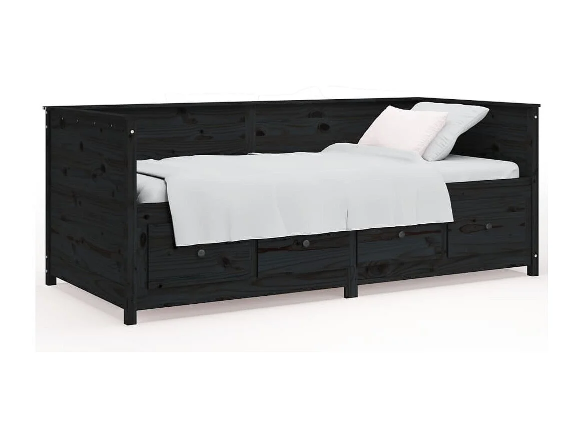 Sofá-cama 80x200 cm madeira de pinho maciça preto
