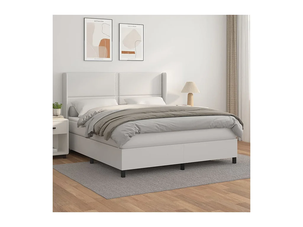 Boxspring met matras kunstleer wit 180x200 cm