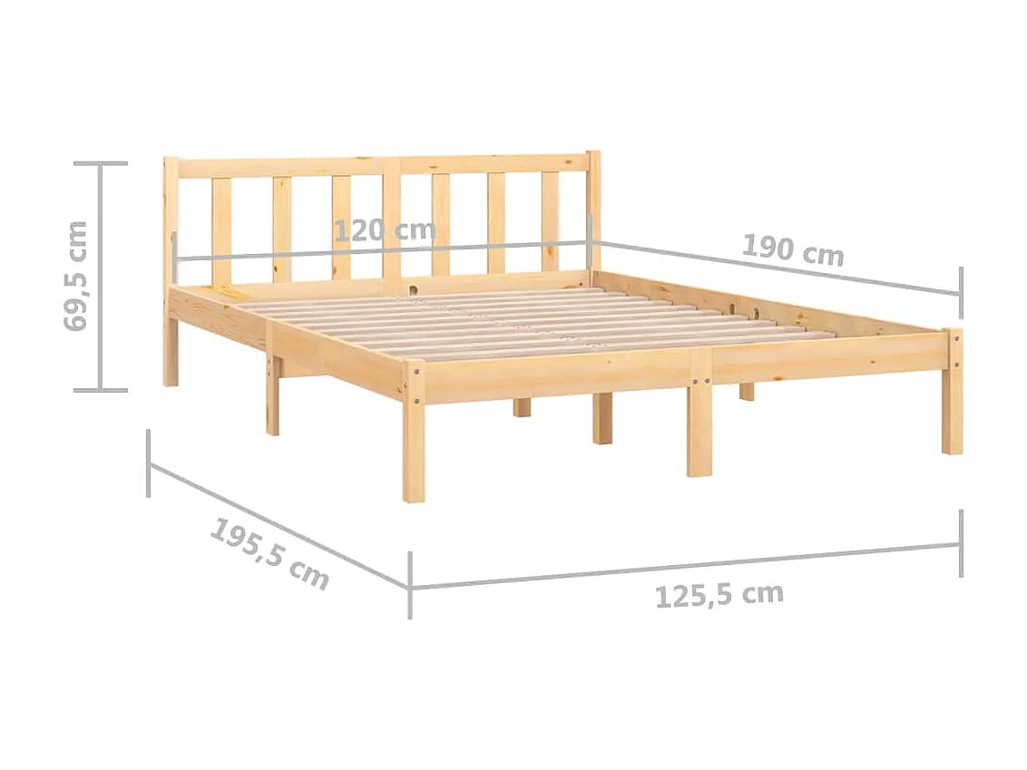 Cadre de lit Bois de pin massif 120x190 cm Petit double