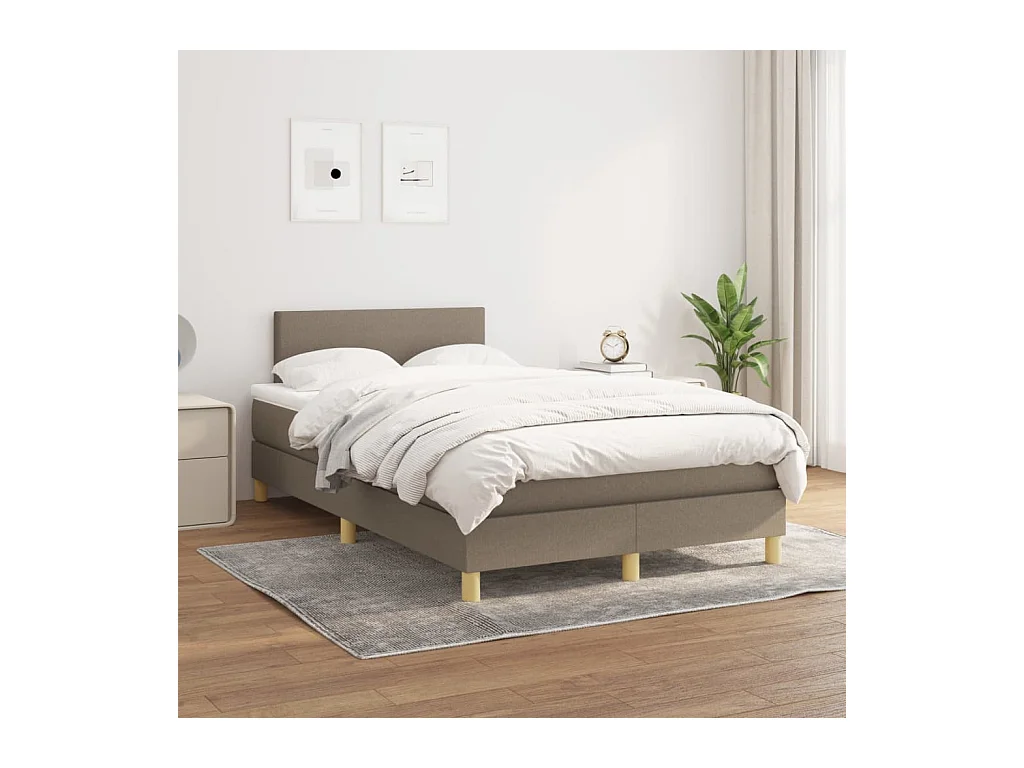 Lit à sommier tapissier avec matelas Taupe 120x200 cm Tissu