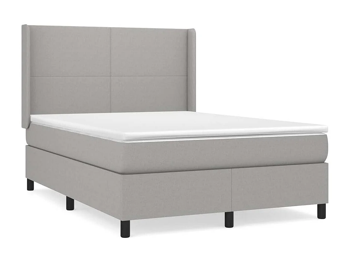 Lit à sommier tapissier avec matelas Gris clair 140x190cm Tissu