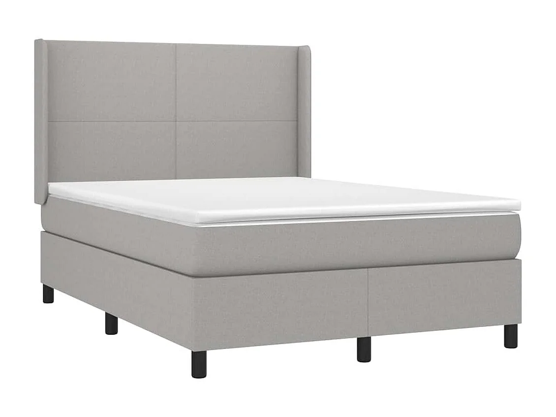 Lit à sommier tapissier avec matelas Gris clair 140x190cm Tissu