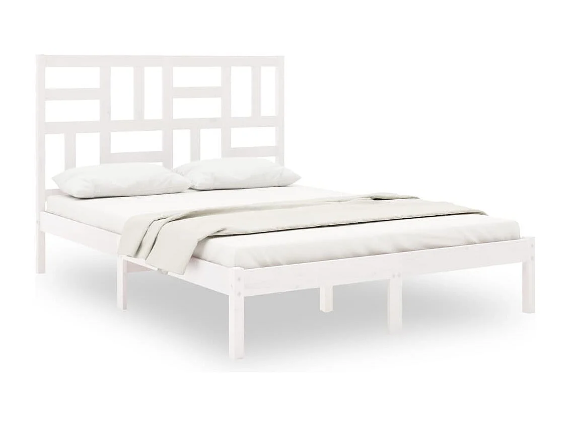Estrutura de cama dupla 135x190 cm madeira maciça branco