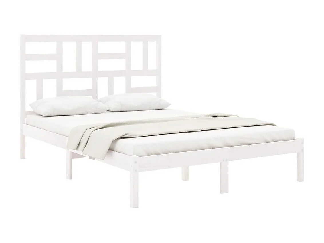 Estrutura de cama dupla 135x190 cm madeira maciça branco