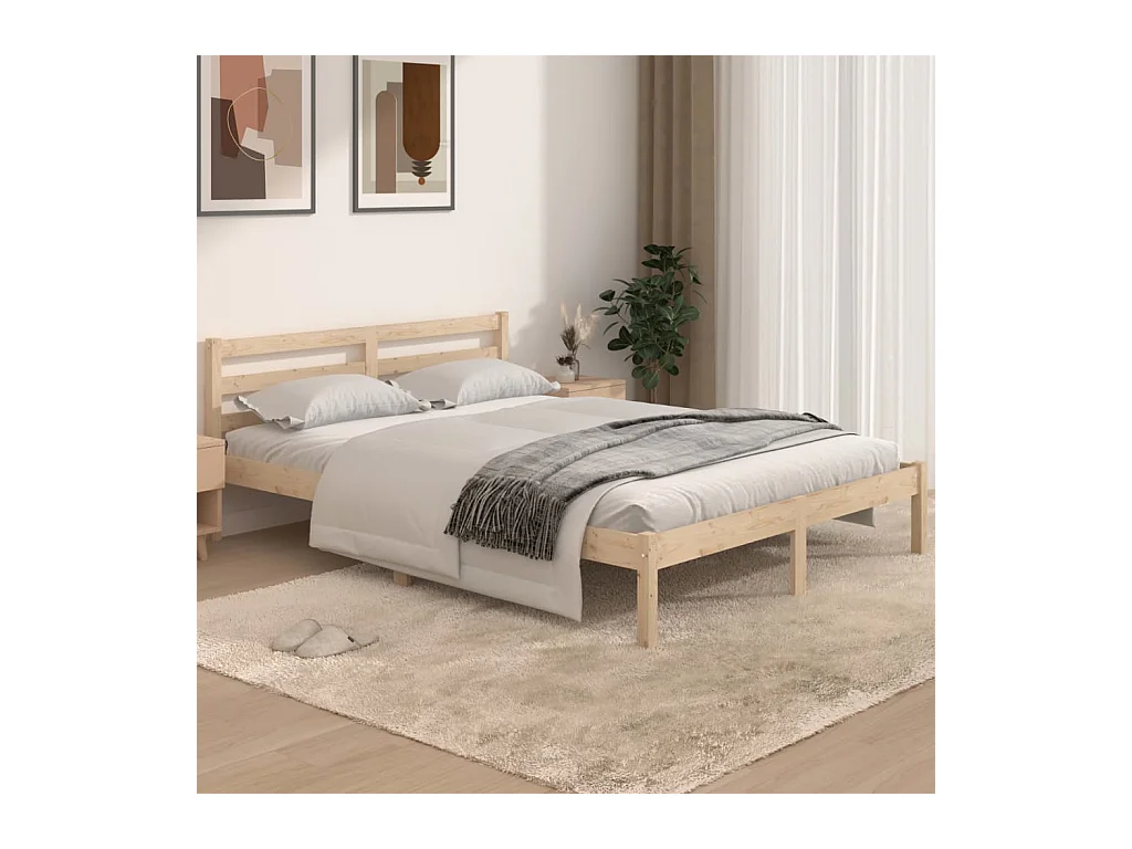 Cadre de lit Bois de pin massif 140x190 cm