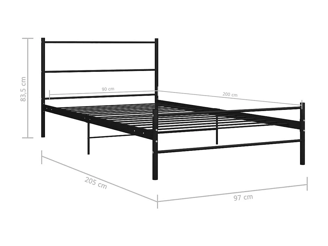 Estrutura de cama 90x200 cm metal preto