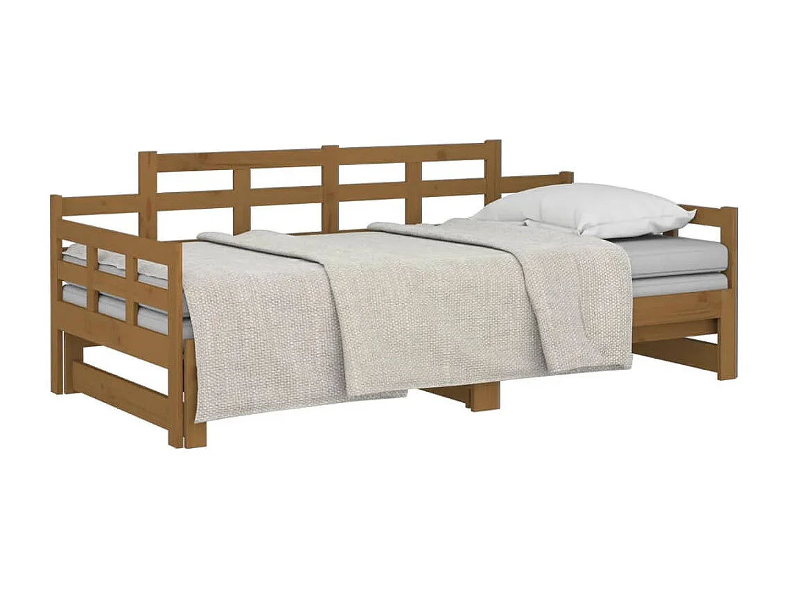 Lit coulissant Marron miel Bois de pin solide 2x(90x190) cm