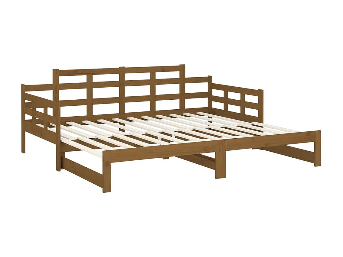 Lit coulissant Marron miel Bois de pin solide 2x(90x190) cm