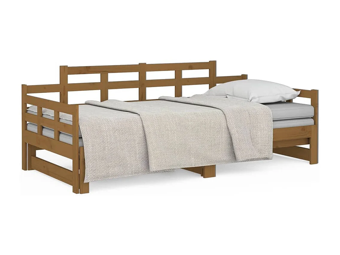 Sofá cama extraíble madera maciza pino marrón miel 2x(90x190)cm