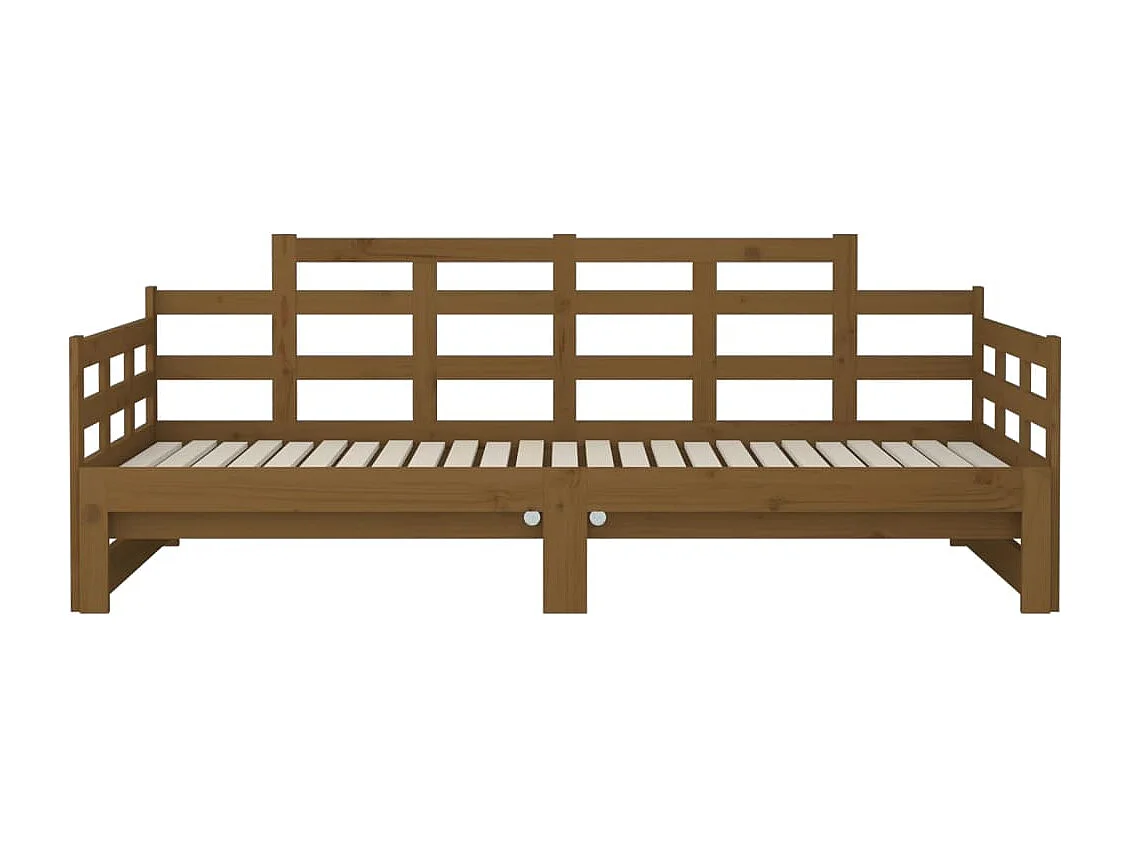 Sofá cama extraíble madera maciza pino marrón miel 2x(90x190)cm
