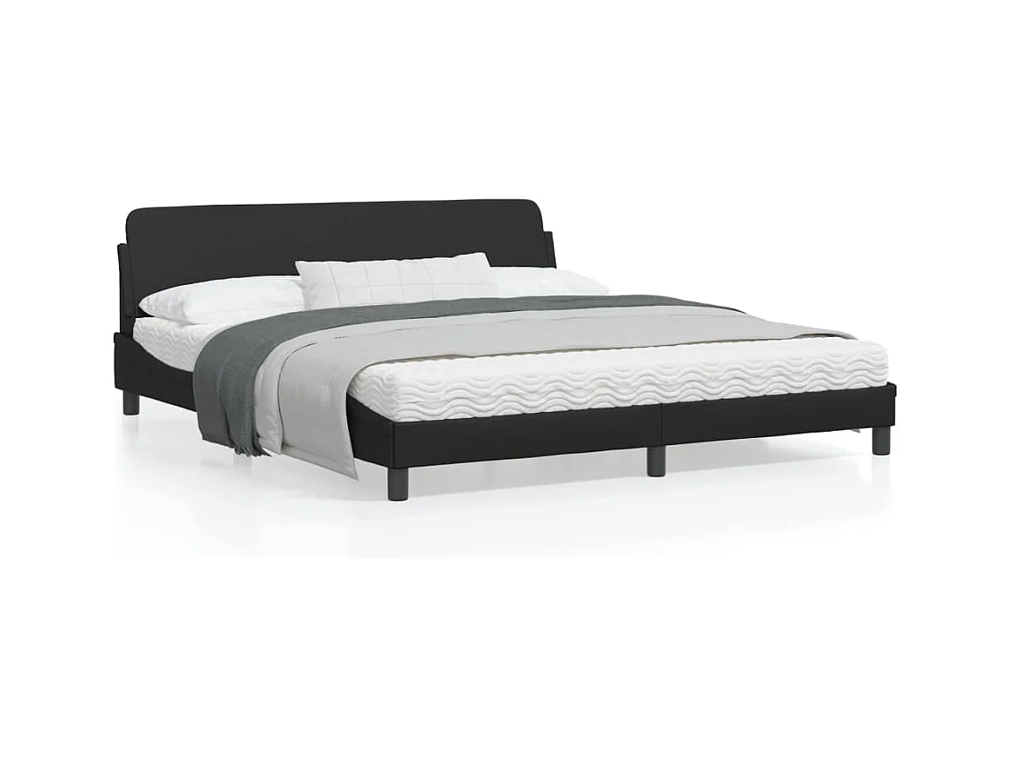 Estructura de cama con cabecero cuero sintético negro 180x200cm
