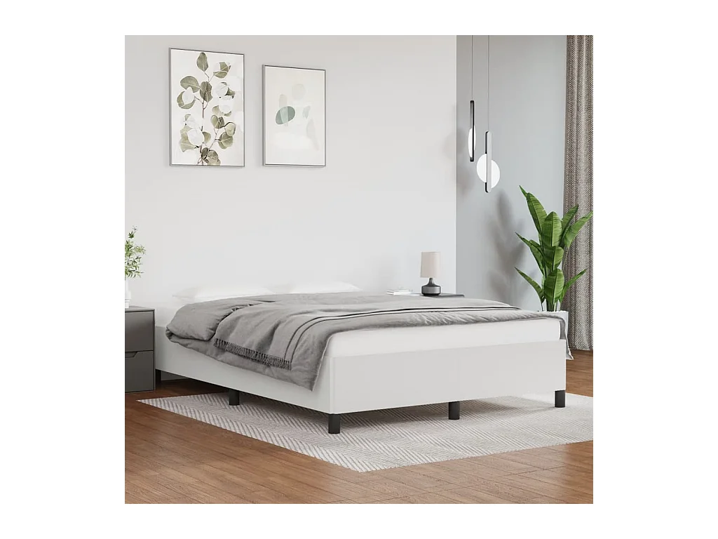 Estrutura de cama 140x190 cm couro artificial branco