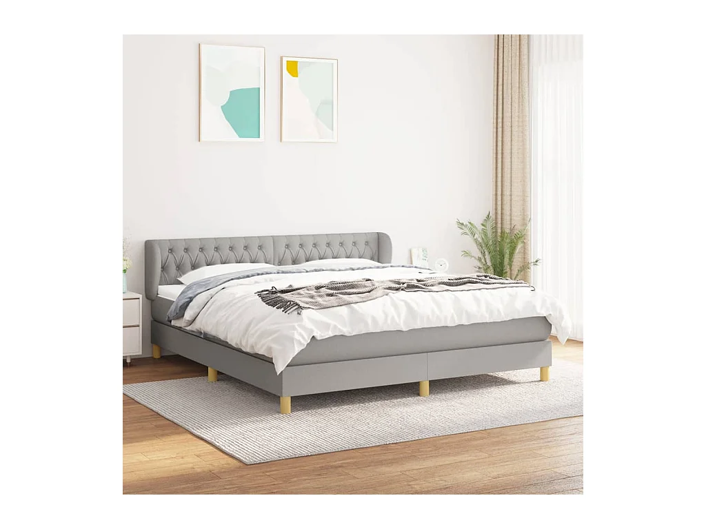 Boxspring met matras stof lichtgrijs 180x200 cm