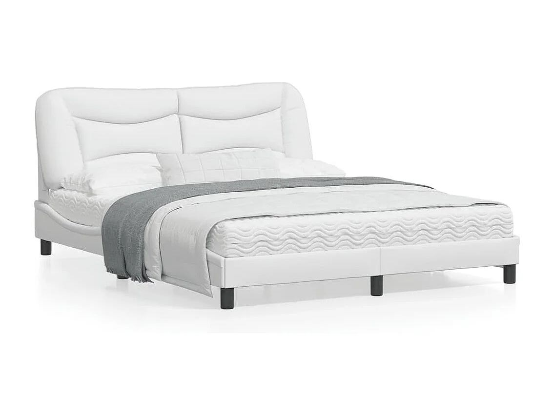 Estrutura cama c/ cabeceira 160x200 cm couro artificial branco