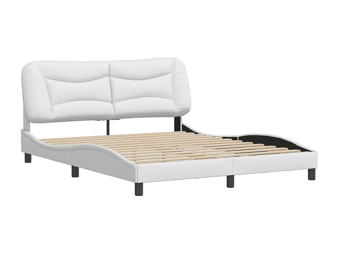 Estrutura cama c/ cabeceira 160x200 cm couro artificial branco
