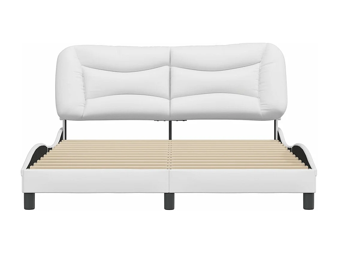 Estrutura cama c/ cabeceira 160x200 cm couro artificial branco