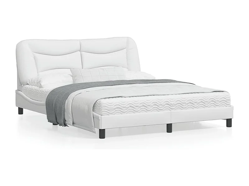 Estrutura cama c/ cabeceira 160x200 cm couro artificial branco