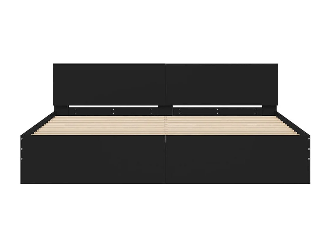 Estrutura de cama com cabeceira 200x200 cm preto