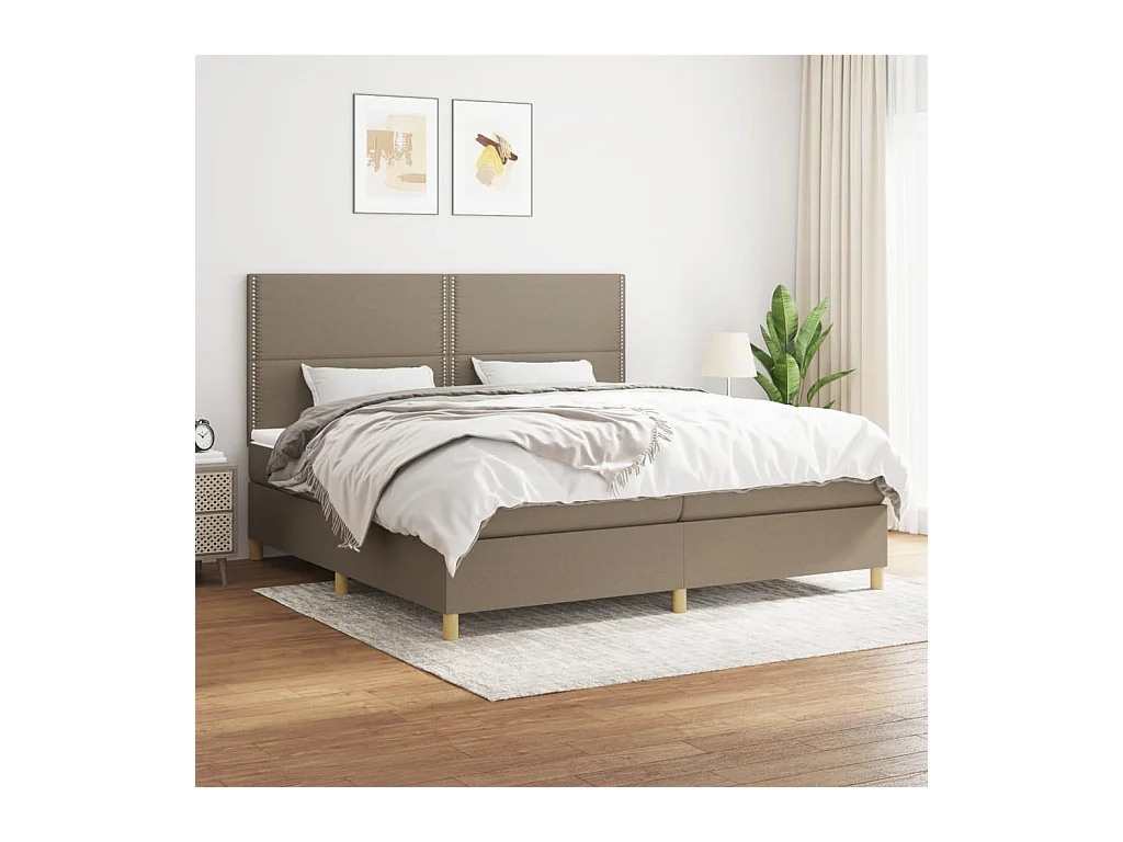Lit à sommier tapissier avec matelas Taupe 200x200 cm Tissu