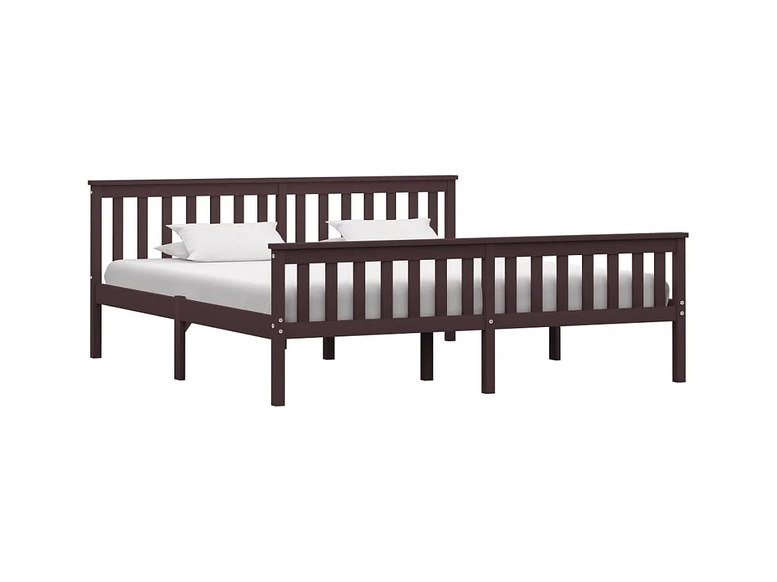 Bedframe massief grenenhout donkerbruin 180x200 cm