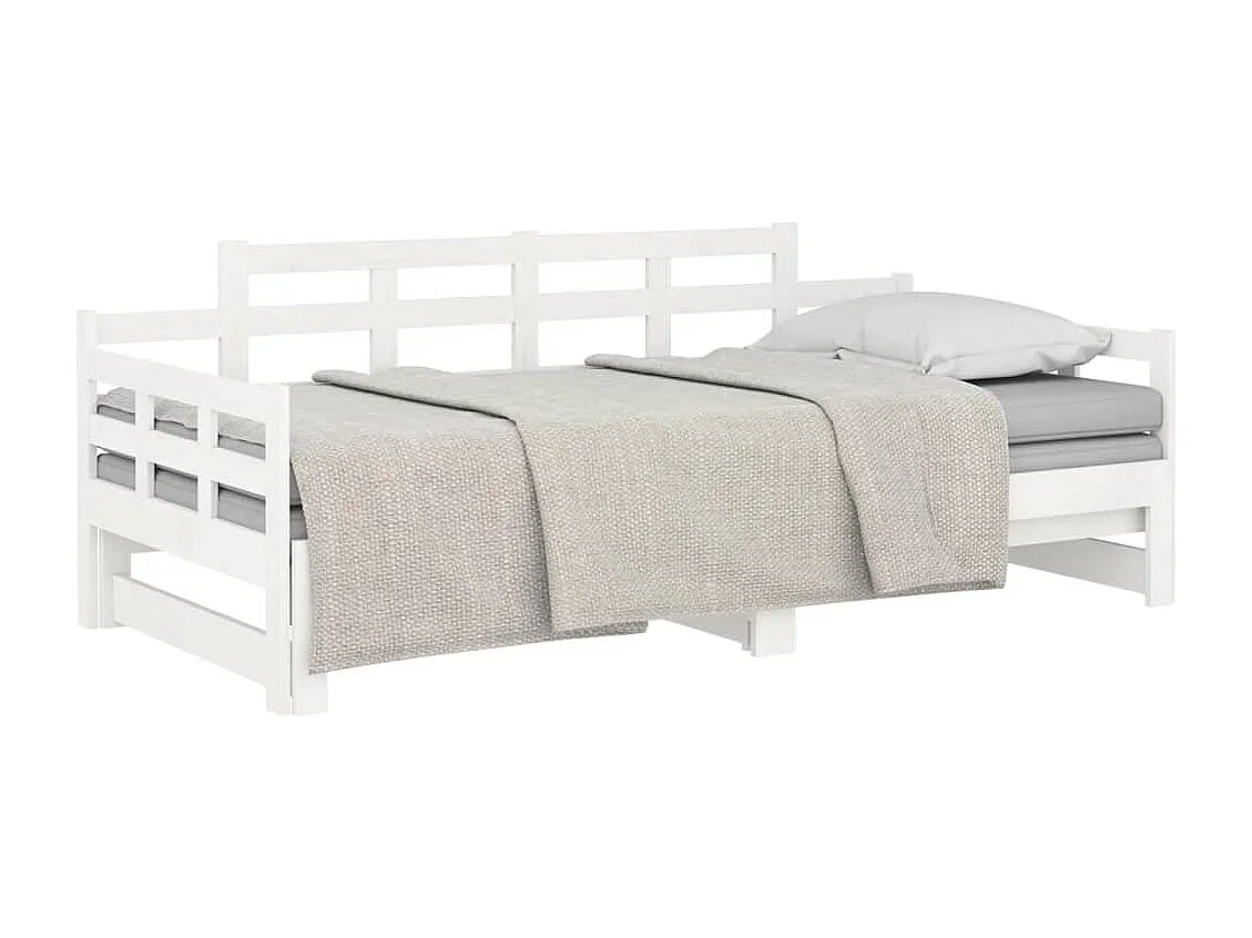 Sofá cama extraíble madera maciza de pino blanco 2x(80x200) cm