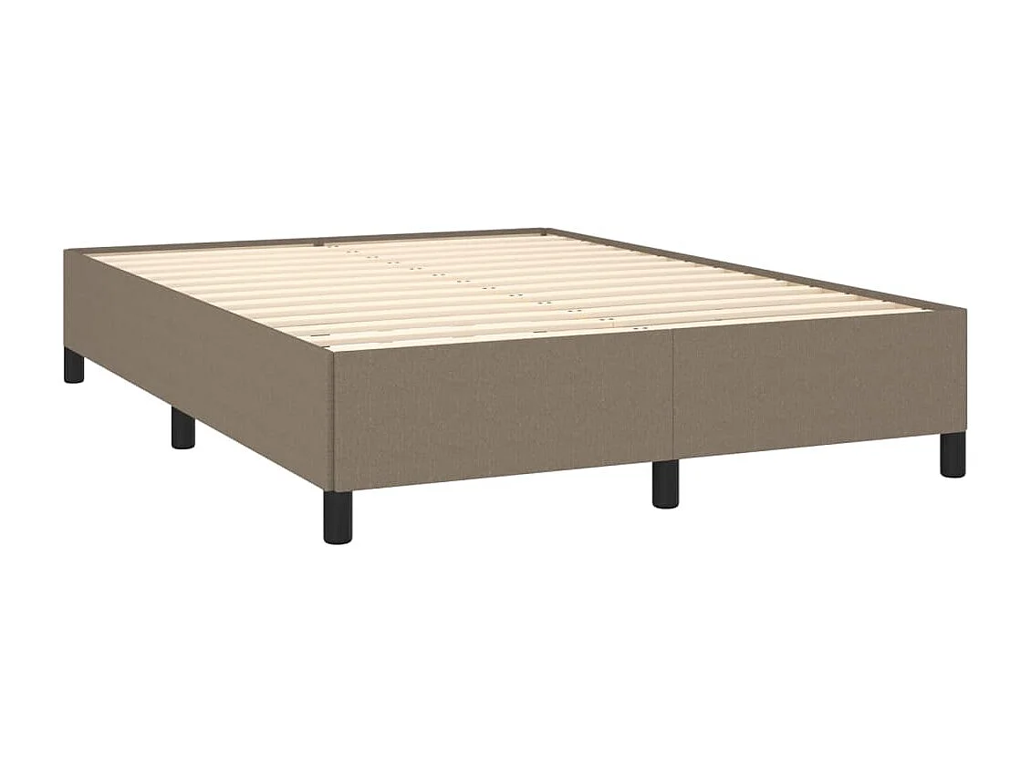 Cama box spring con colchón tela gris taupe 140x200 cm