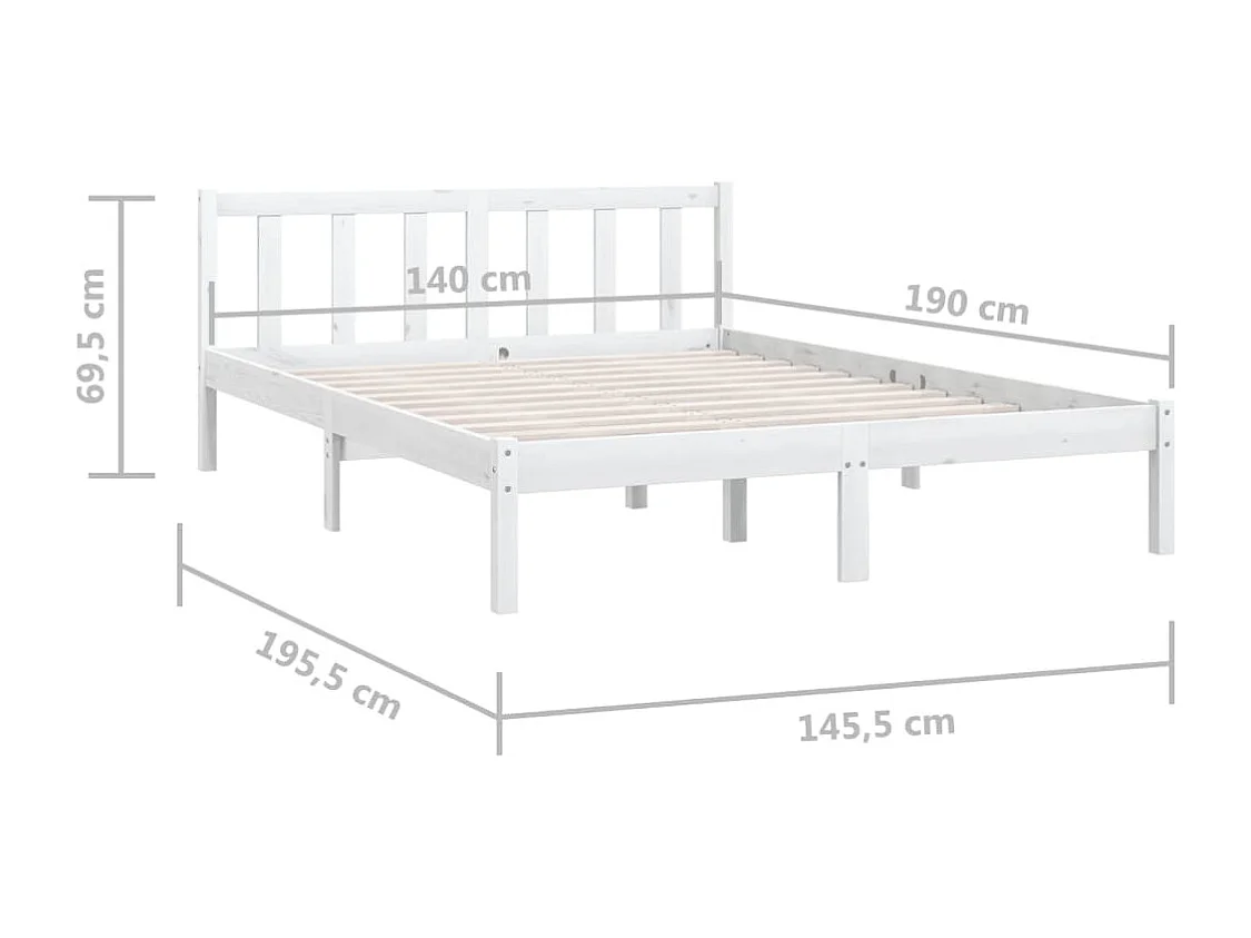Estrutura de cama 140x190 cm pinho maciço branco