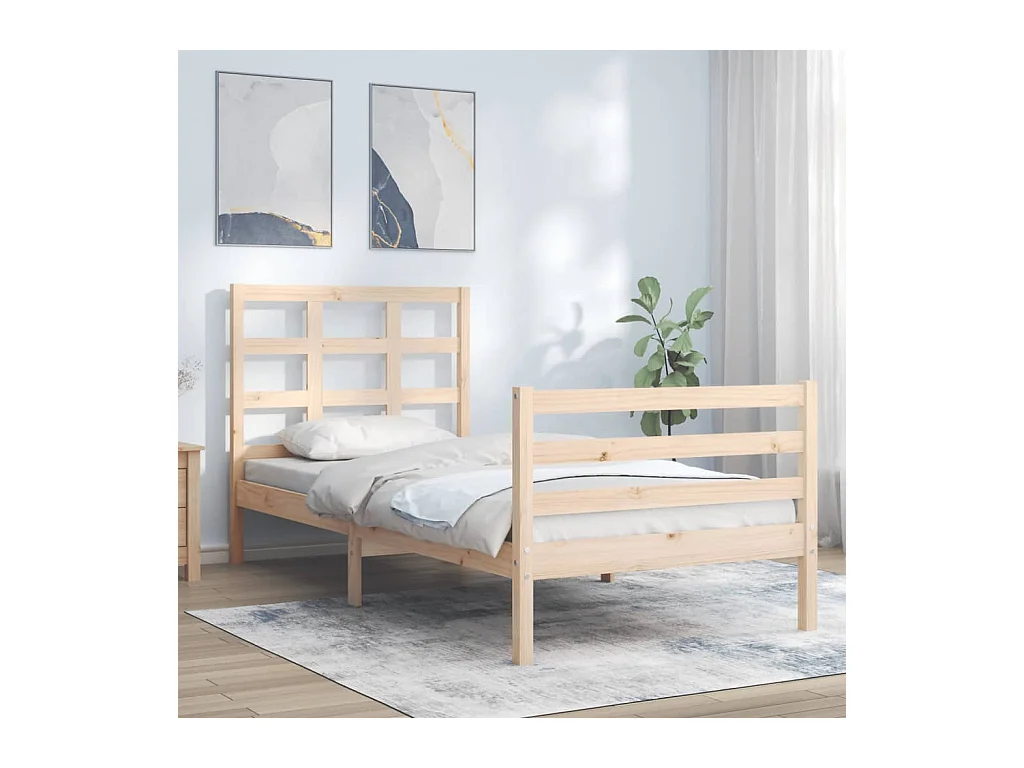 Estructura de cama con cabecero madera maciza