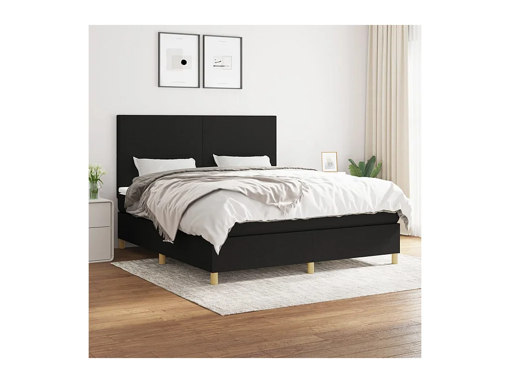 Boxspring met matras stof zwart 160x200 cm