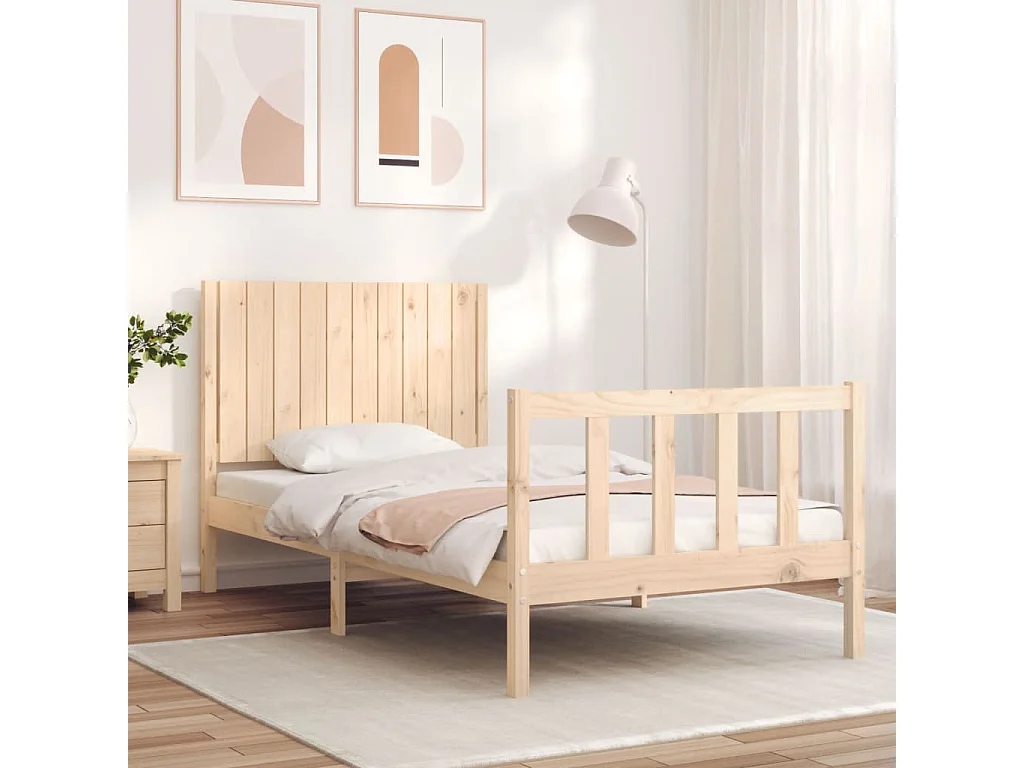 Estrutura de cama com cabeceira 100x200 cm madeira maciça