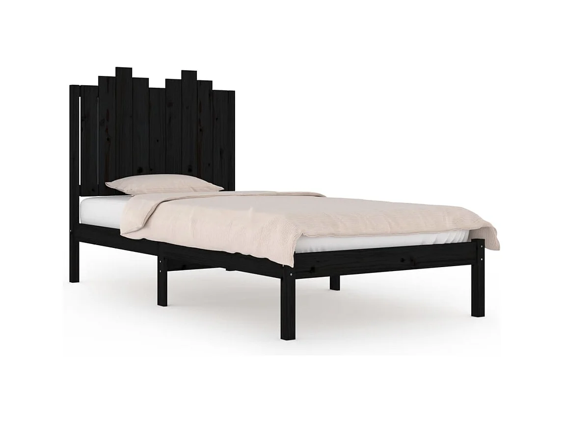 Estructura de cama madera maciza pino negra 75x190 cm 2FT6