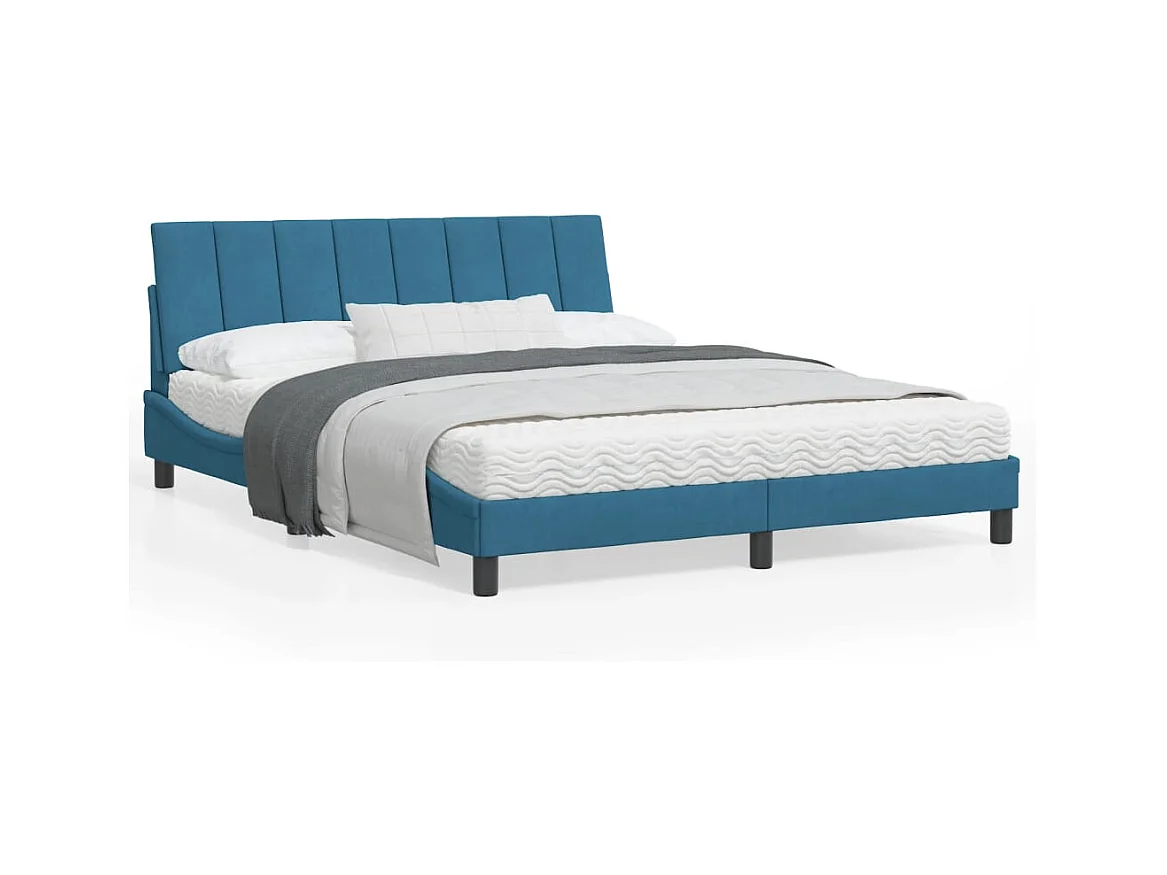 Bedframe zonder matras "Hanko" fluweel blauw 160x200 cm