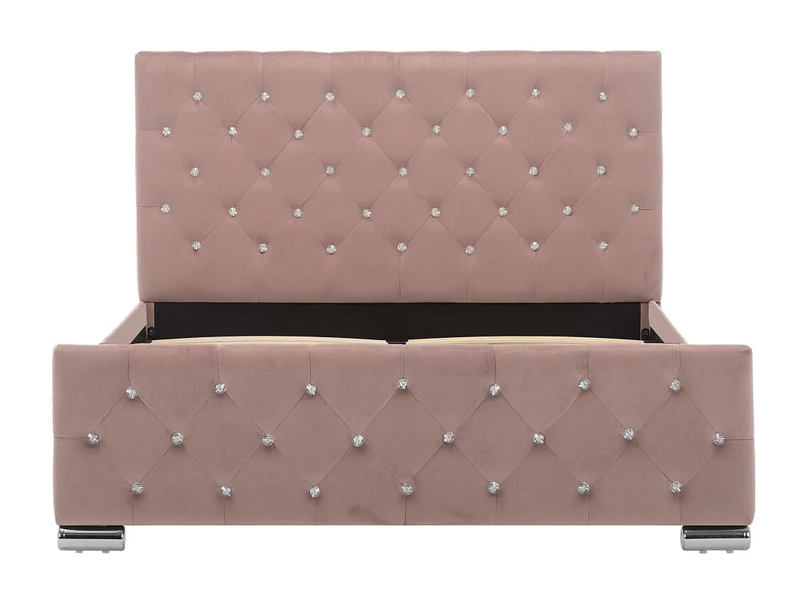 Estructura de cama de terciopelo rosa 120x200 cm