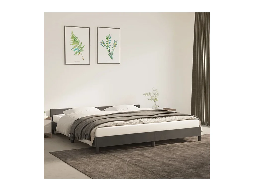Estructura cama con cabecero terciopelo gris oscuro 200x200 cm
