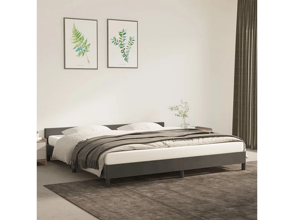 Estructura cama con cabecero terciopelo gris oscuro 200x200 cm