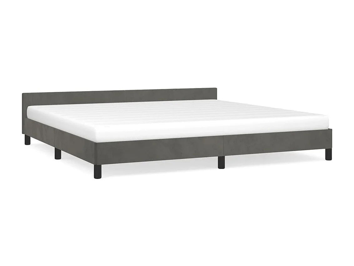 Estructura cama con cabecero terciopelo gris oscuro 200x200 cm