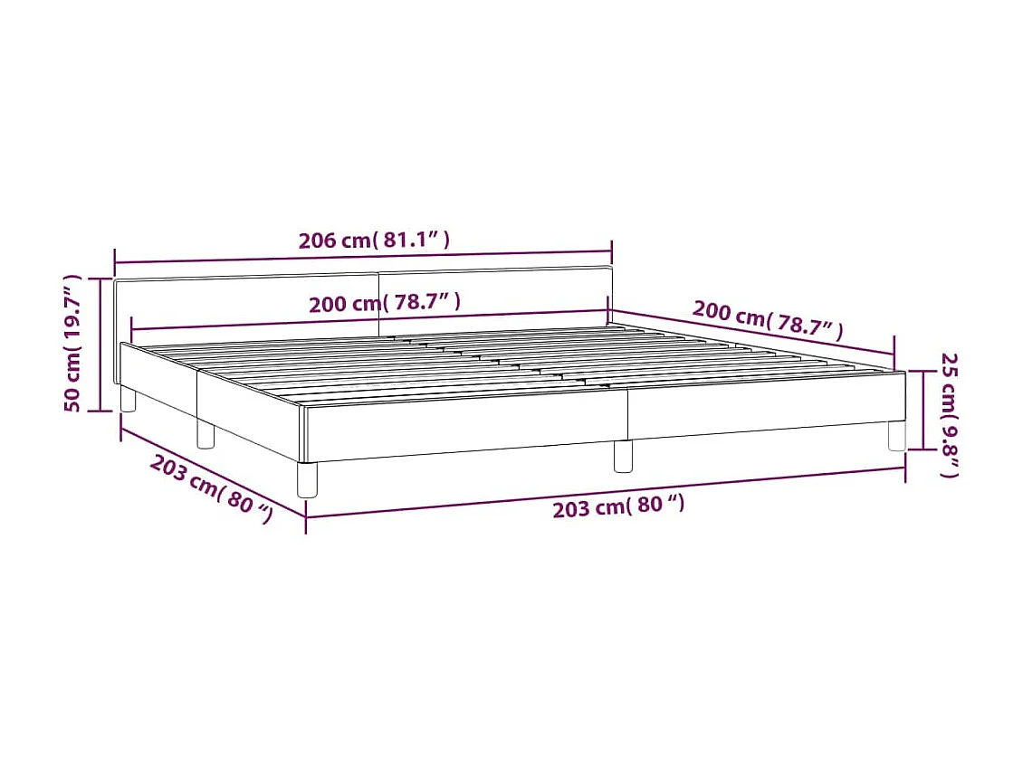 Estructura cama con cabecero terciopelo gris oscuro 200x200 cm