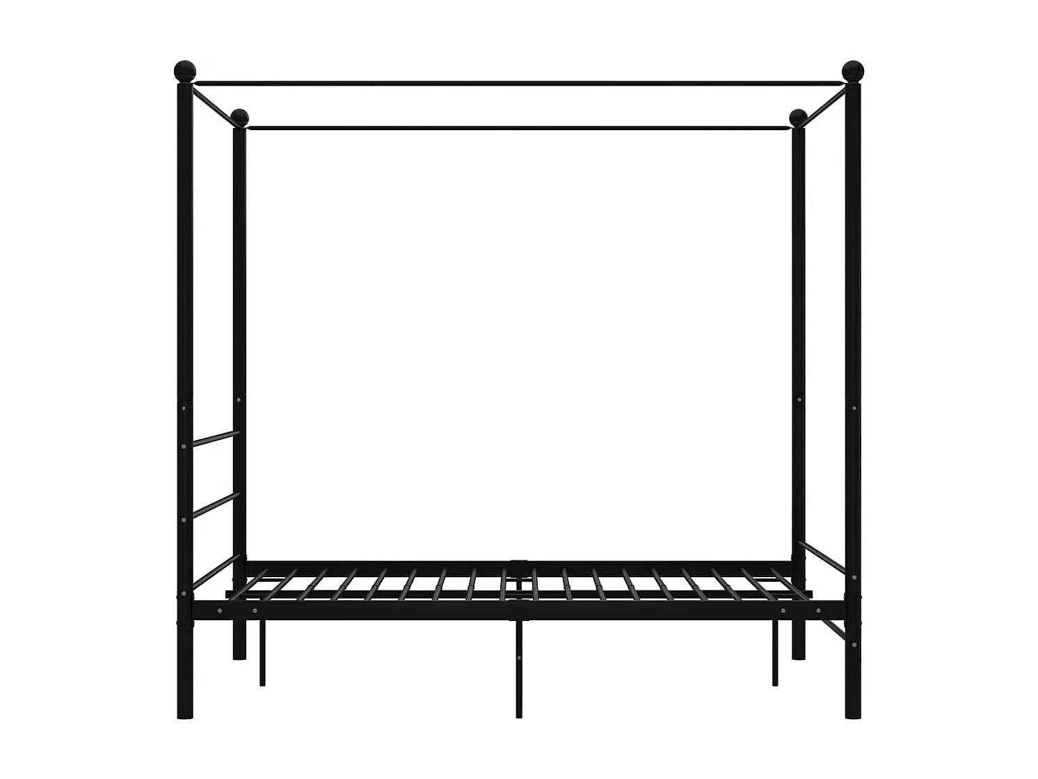 Cadre de lit à baldaquin Noir Métal 140x200 cm
