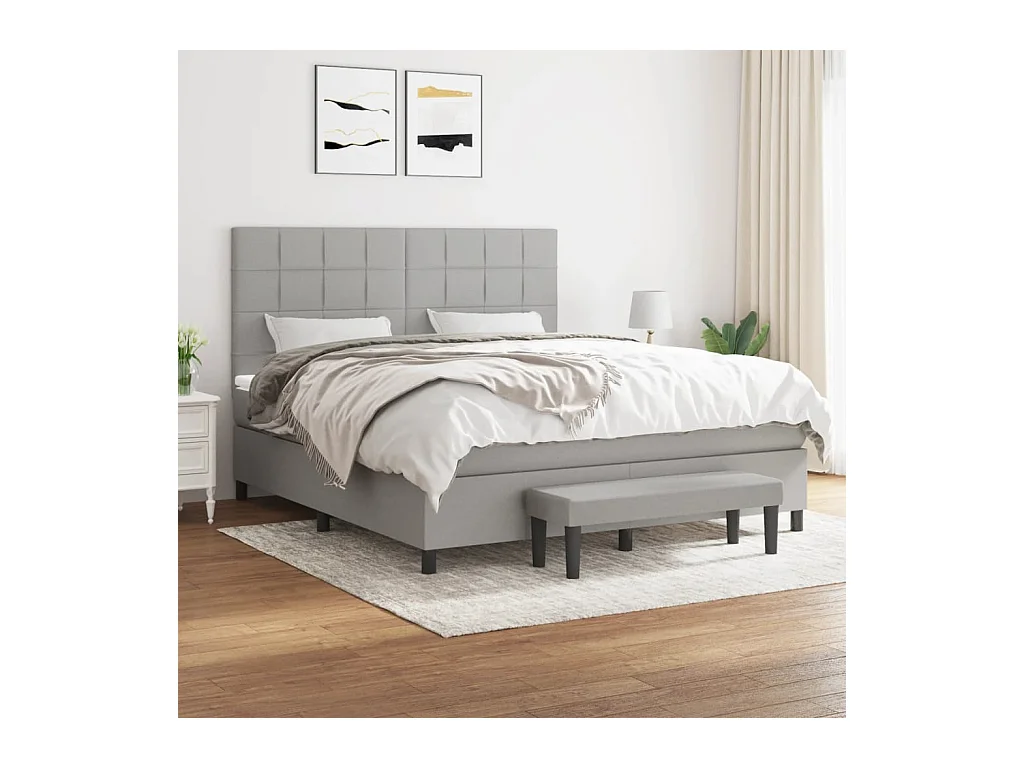 Boxspring met matras stof lichtgrijs 160x200 cm
